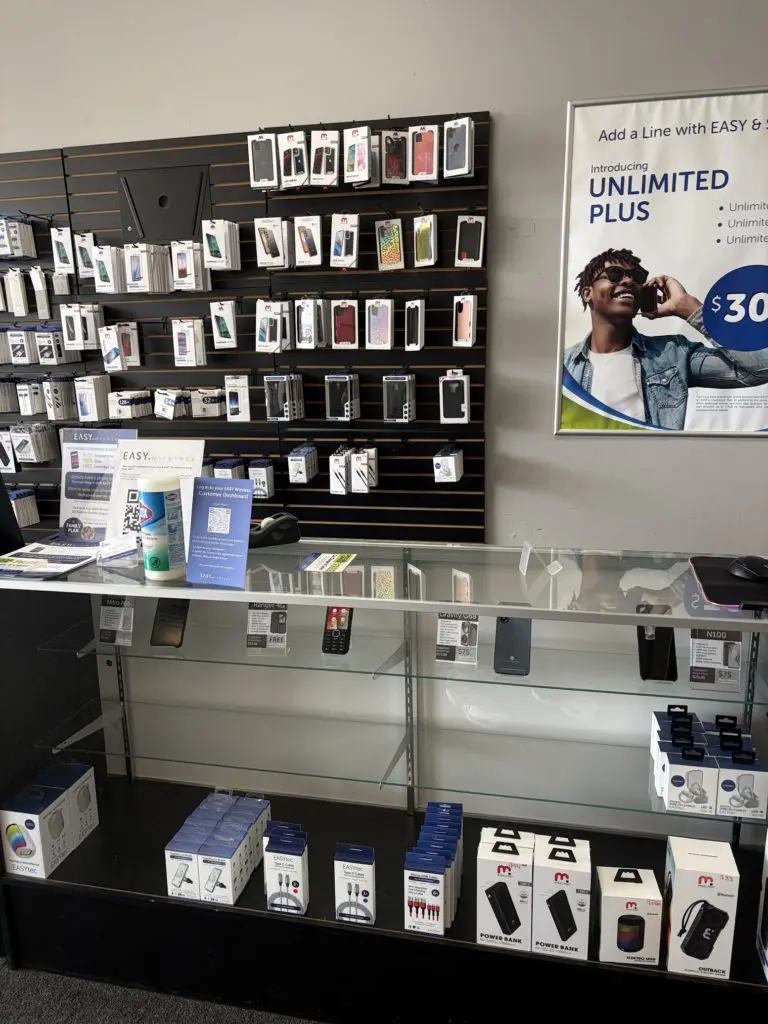 Inside the EASY Wireless phone store in Muskogee, Oklahoma