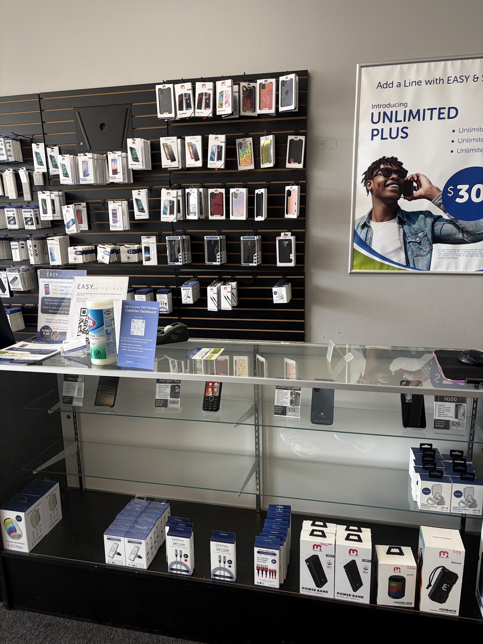 Inside the EASY Wireless phone store in Muskogee, Oklahoma